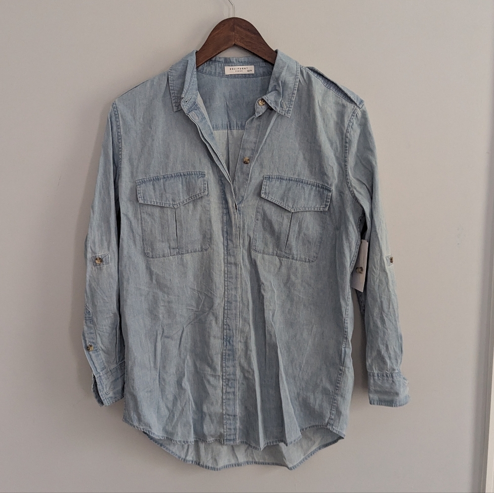 NEW Women's Equipment XS Major Sky Blue Button Down - Picture 2 of 6